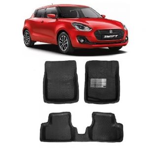 4.5D Car Floor Foot Tray Mats for New Swift (2018)   - Black